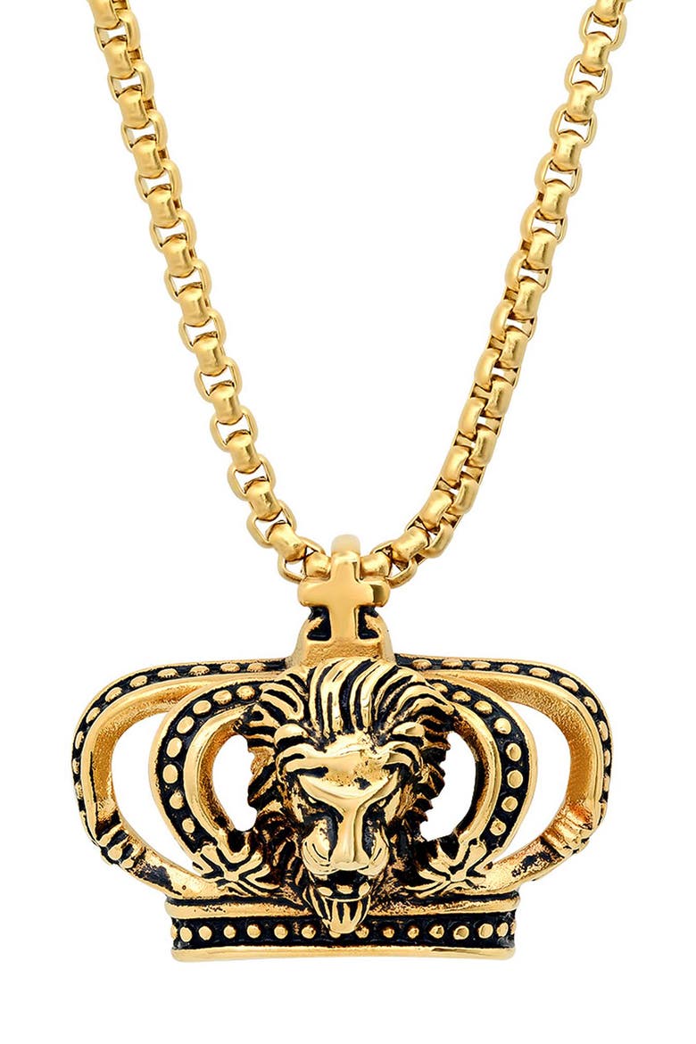 Crown Pendant Necklace, Main, color, GOLD