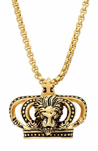 Men's Lion Crown Pendant Necklace