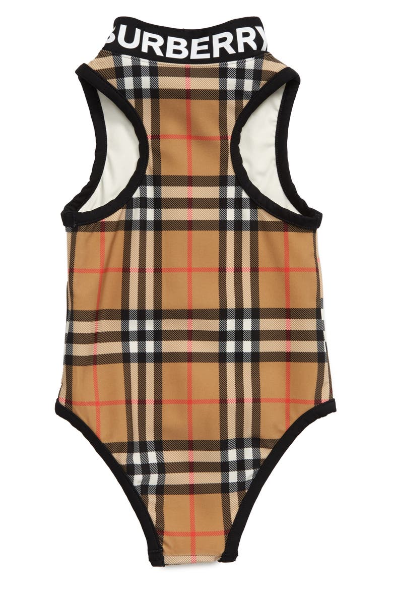 Siera Check One-Piece Swimsuit, Alternate, color, ANTIQUE YELLOW