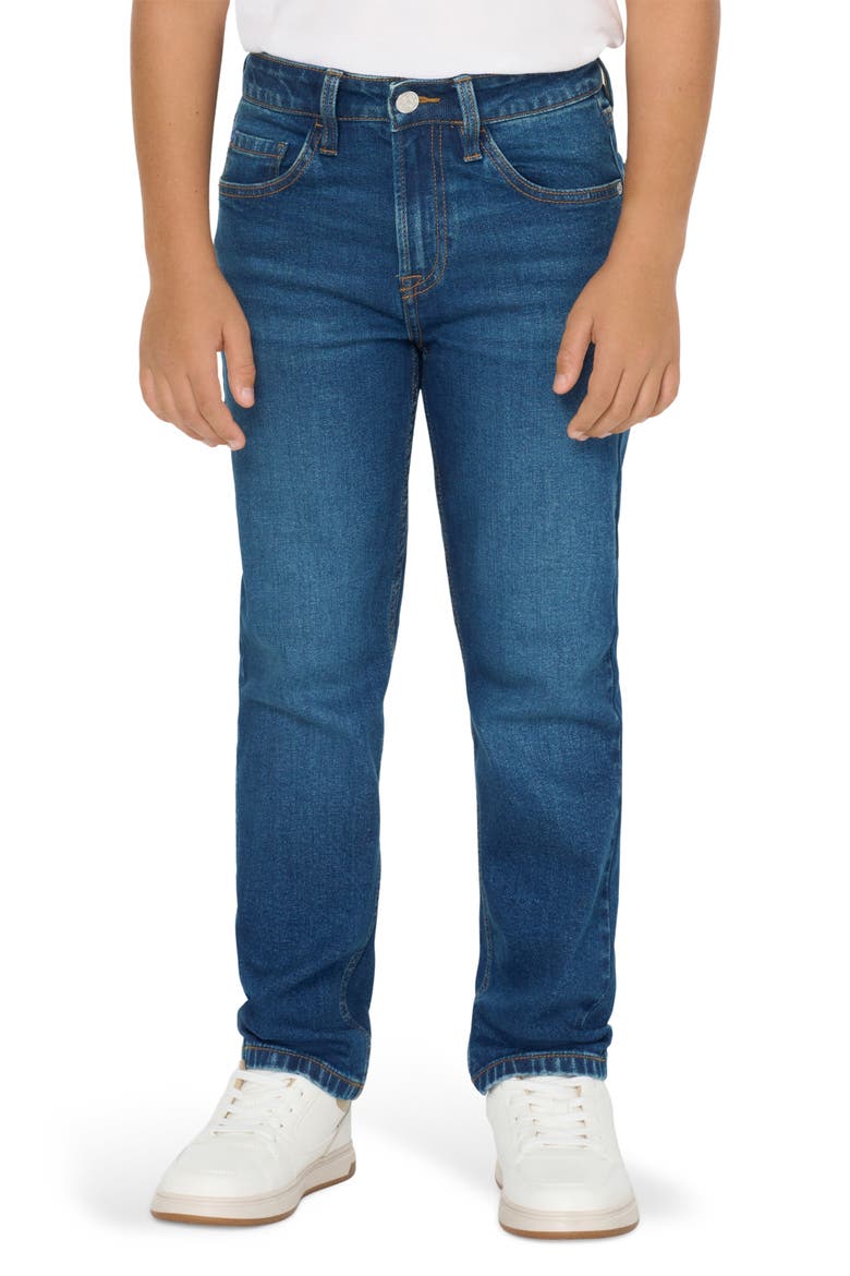 Kids' Five-Pocket Loose Tapered Fit Jeans, Alternate, color, NAVY / WHITE