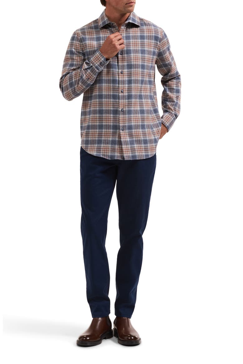 Axel Shaped Fit Plaid Button-Up Shirt, Alternate, color, SLATE