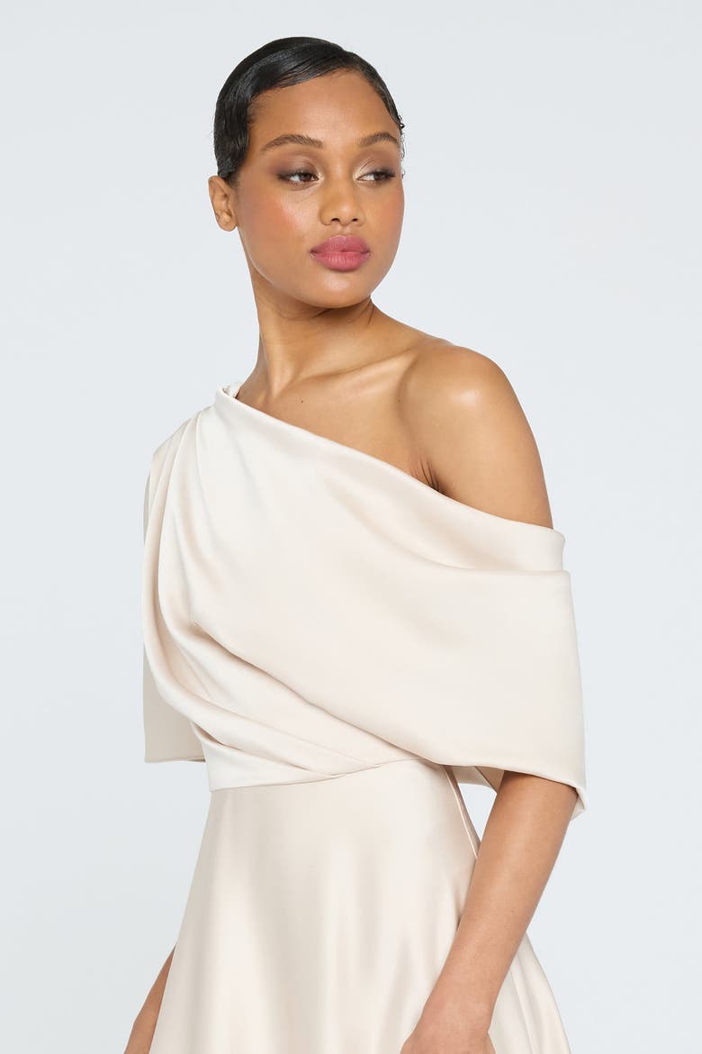 Alessandra Asymmetrical Gown, Alternate, color, Sand