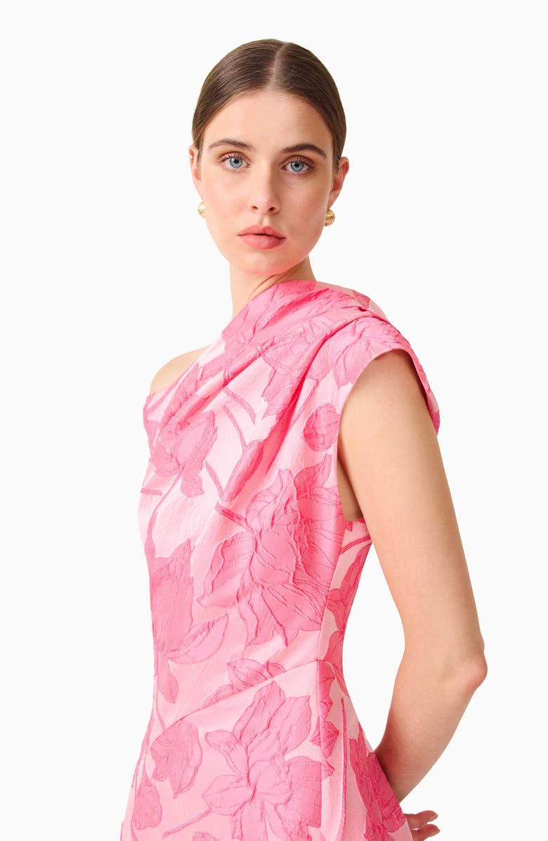 Elliatt Dionne Floral Jacquard Asymmetric Gown, Alternate, color, Pink