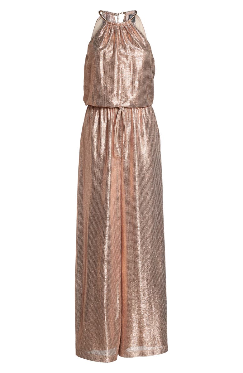 Vince Camuto Metallic Halter Jumpsuit, Alternate, color, 