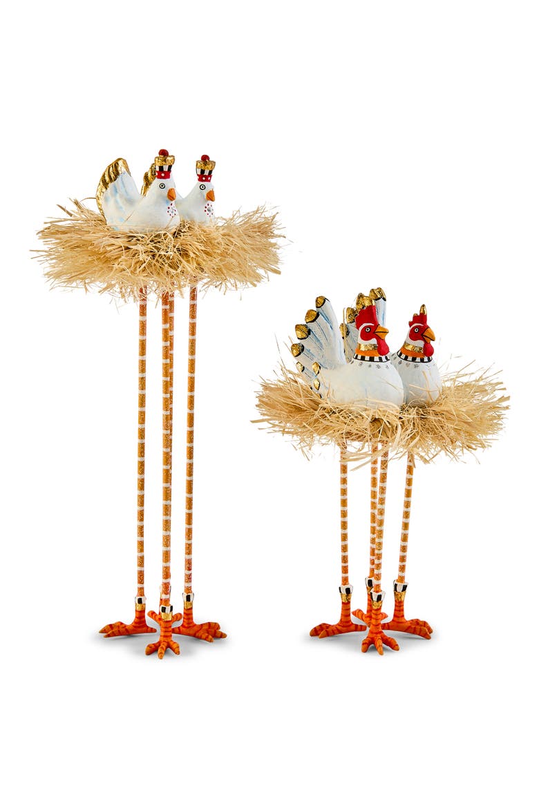 Patience Brewster Nativity Set of 2 Chicken Decorations, Alternate, color, BROWN