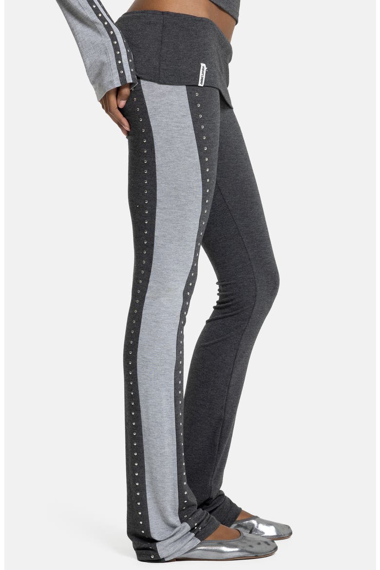 Foldover Studded Leggings, Alternate, color, GREY
