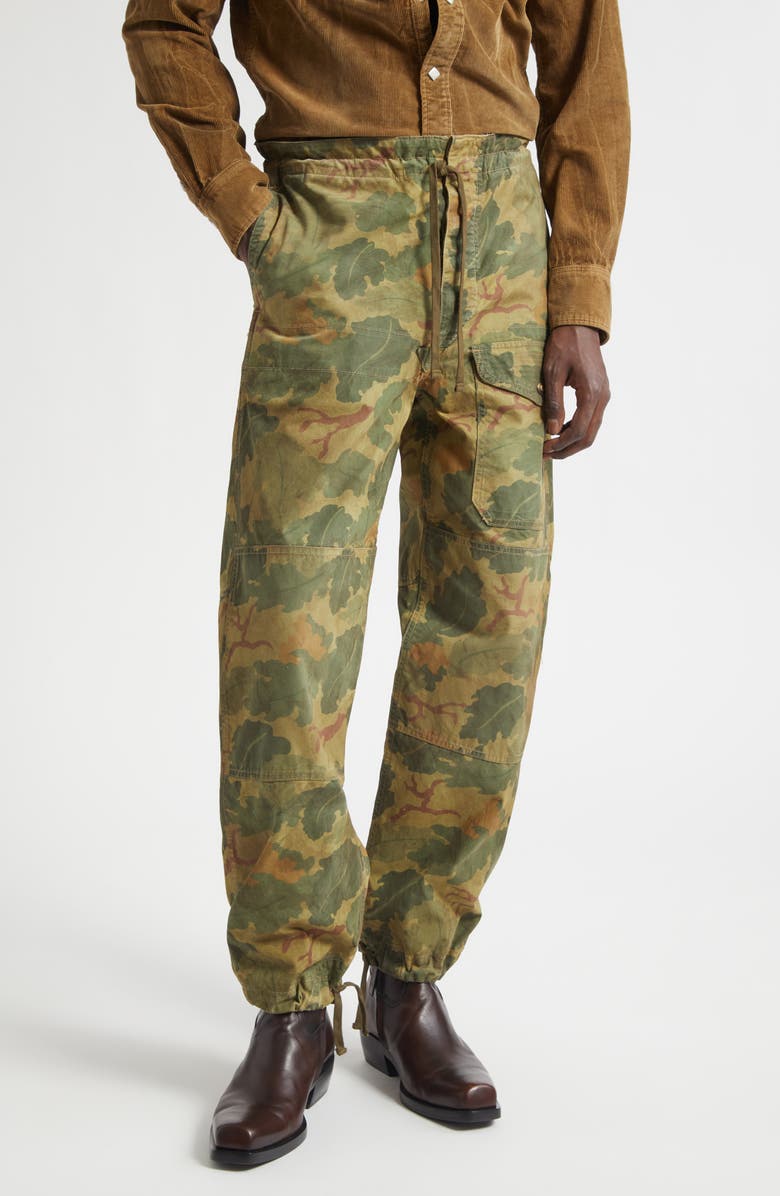 Double RL Ranger Camo Print Poplin Cargo Pants, Main, color, Olive Leaf Camo