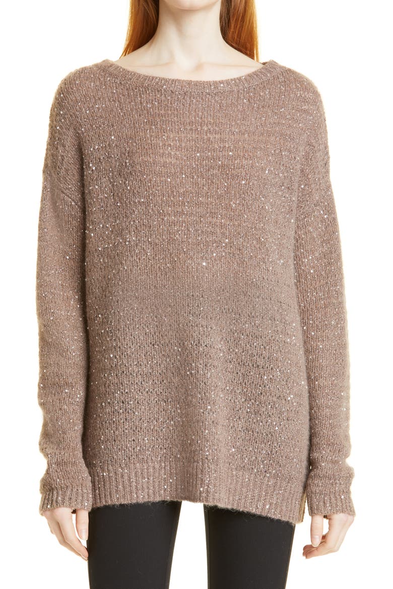 Sequin Sweater, Main, color, BROWN COMBO