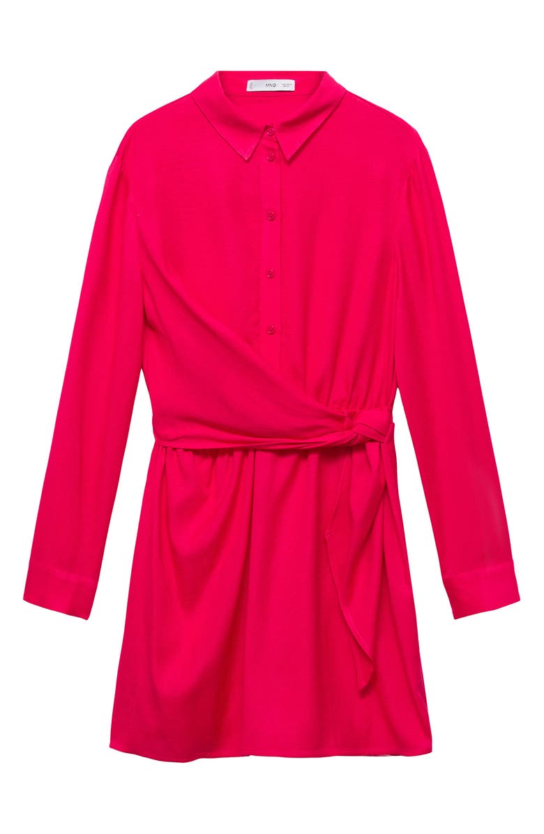 MANGO Long Sleeve Shirtdress, Alternate, color, Red