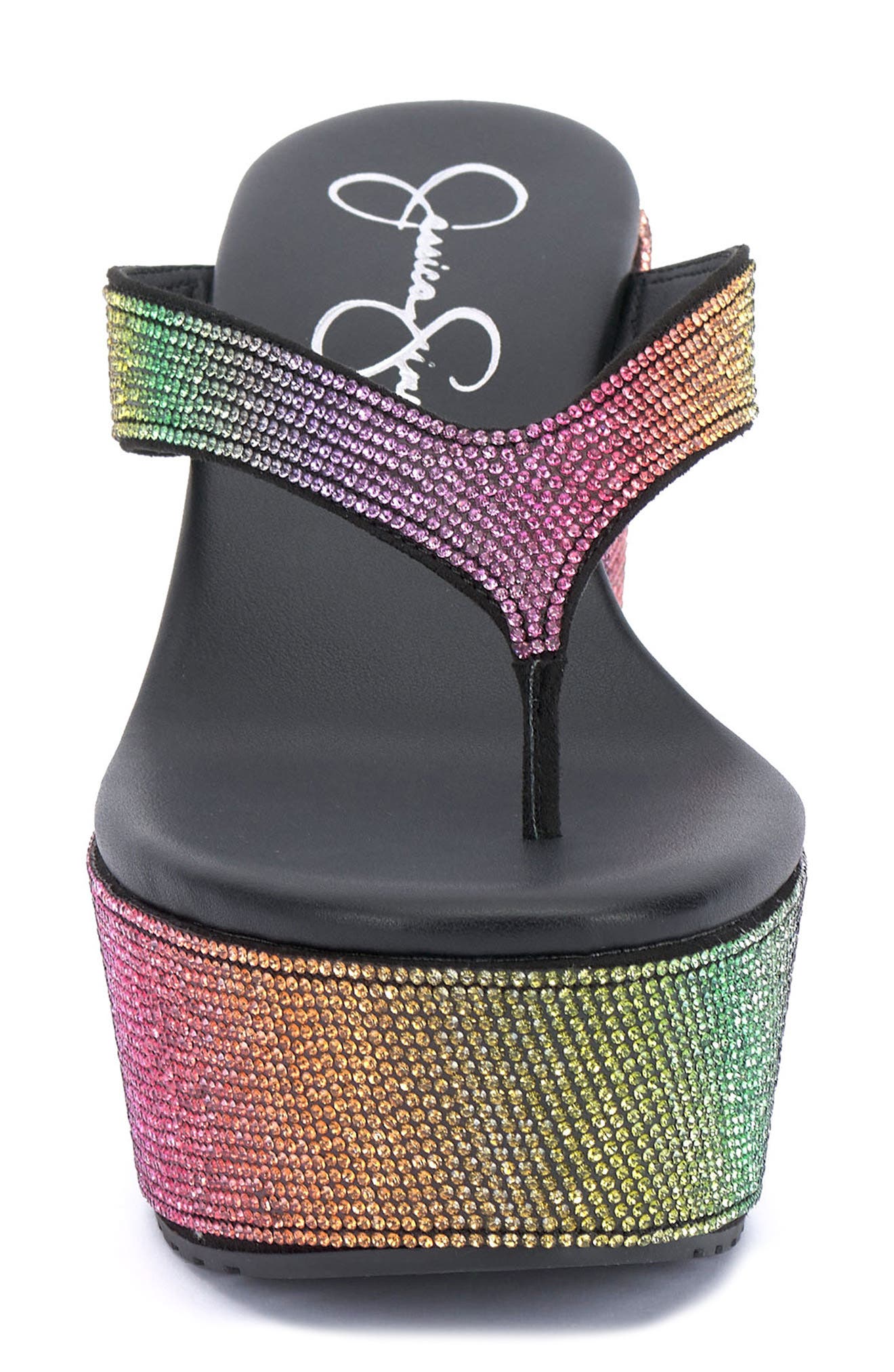 Stilla Platform Wedge Flip Flop, Alternate, color, BLACK/ RAINBOW