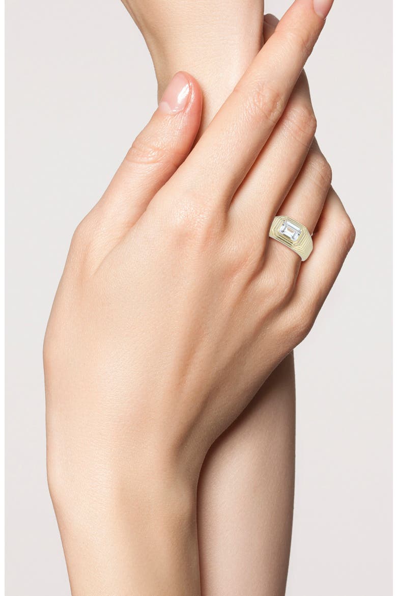 Emerald Cut Cubic Zirconia Ring, Alternate, color, GOLD