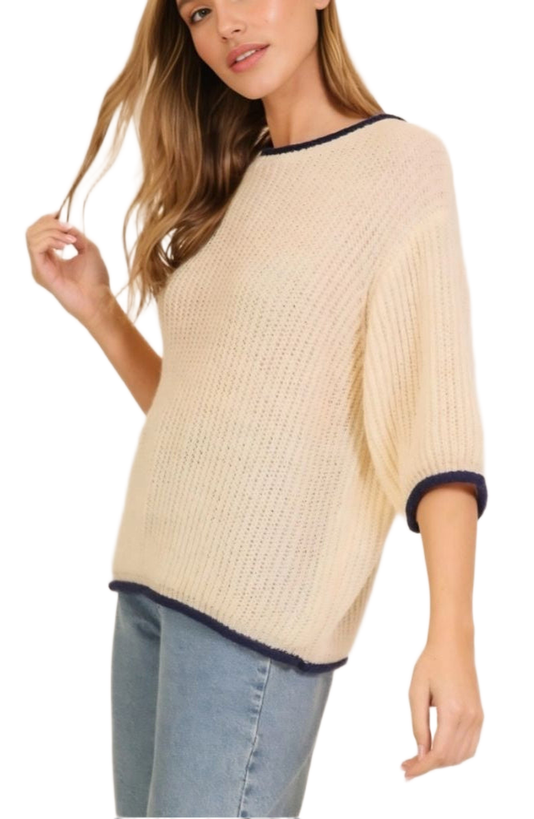 Knit and Lounge Knit Half-Sleeve Pullover Sweater, Alternate, color,
