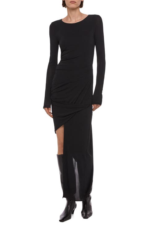 Drape Long Sleeve Maxi Dress