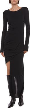 Helmut Lang Drape Long Sleeve Maxi Dress