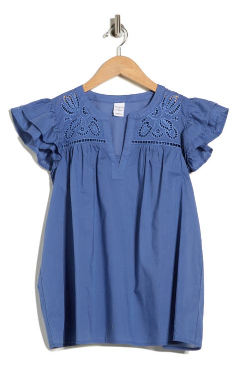 Short Sleeve Eyelet Top