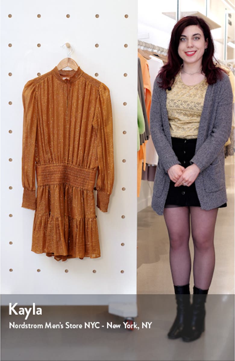 Silvie Smocked Long Sleeve Silk Blend Dress, sales video thumbnail