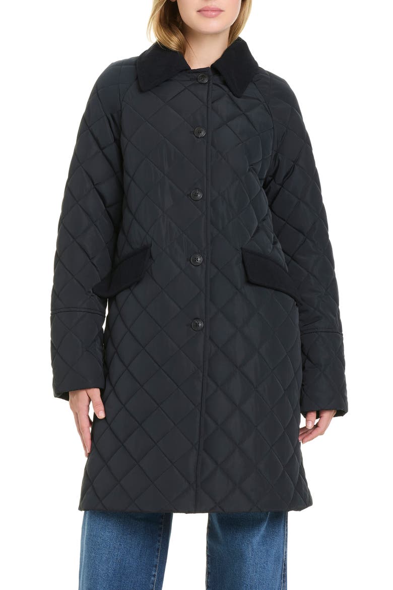 Water Resistant Quilted Coat, Alternate, color, BLACK