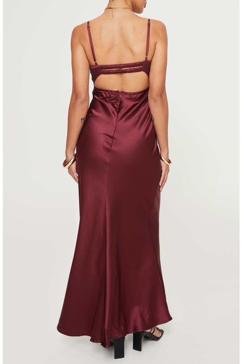 Fadyen Bias Cut Satin Maxi Dress, Alternate, color, DARK RED