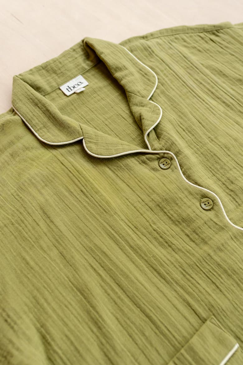 Cotton Cropped Leg Pajamas, Alternate, color, Green