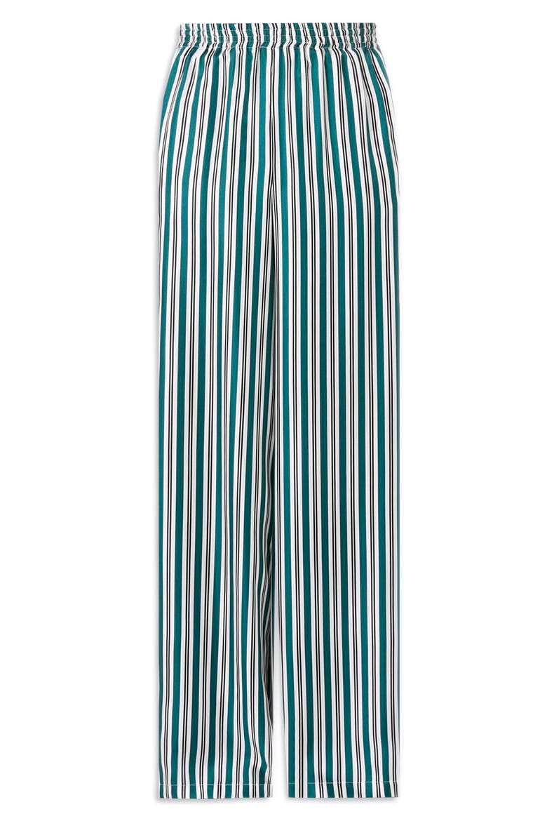 Ladino Stripe Belted Wide Leg Silk Pants, Alternate, color, DARK GREEN