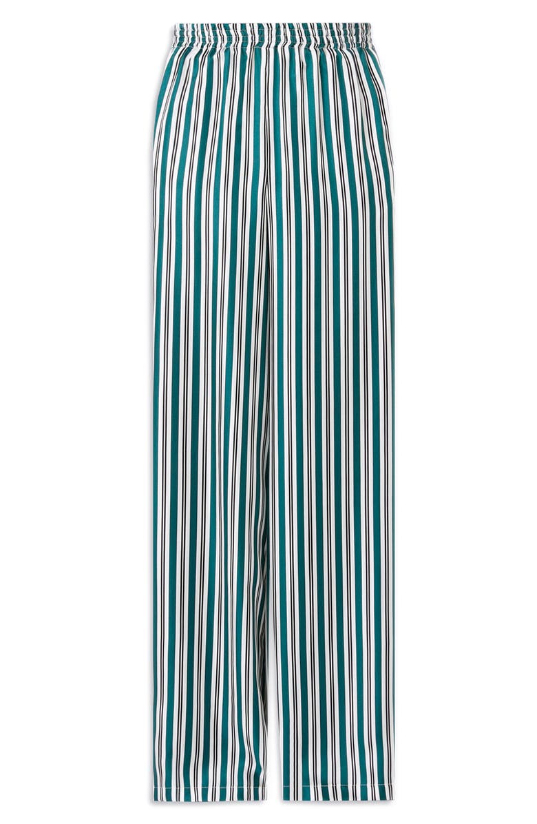 Max Mara Ladino Stripe Belted Wide Leg Silk Pants, Alternate, color, Dark Green