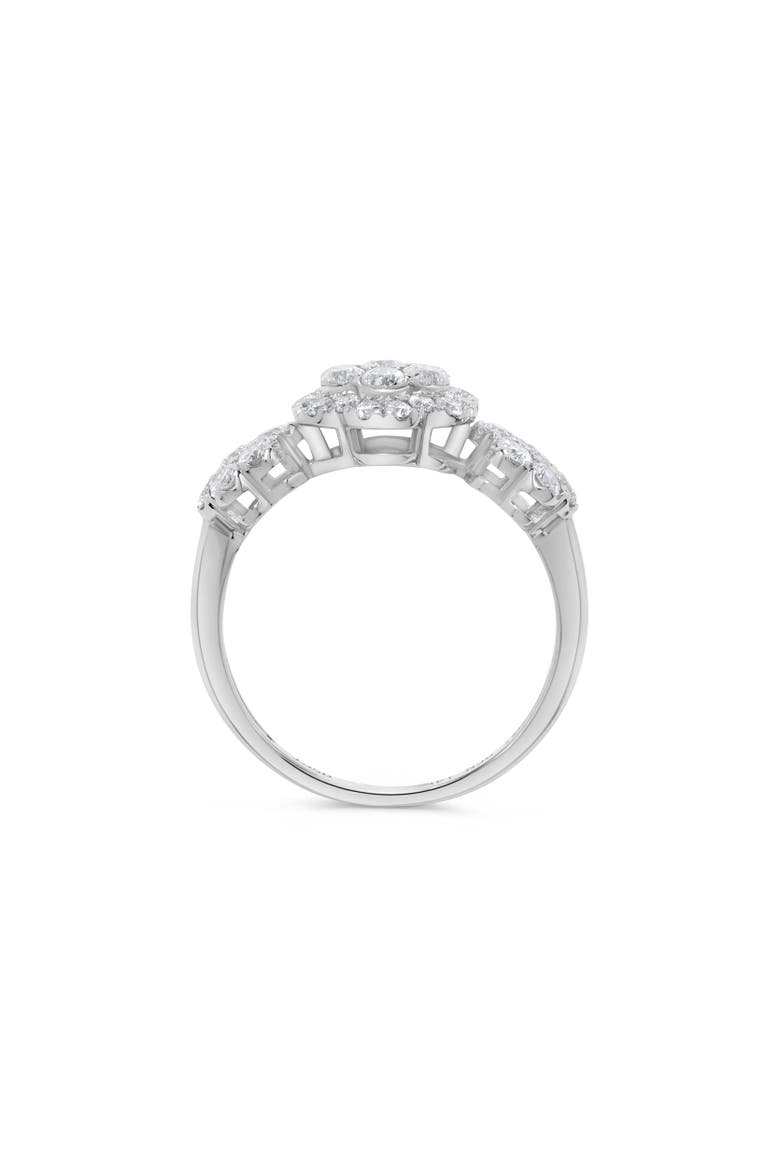 Triple Floral Round Diamond Cluster Ring in 14K White Gold, Alternate, color, 14K White Gold