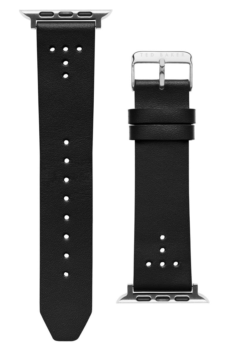 Ted Baker London Leather Apple Watch<sup>®</sup> Watchband, Main, color,