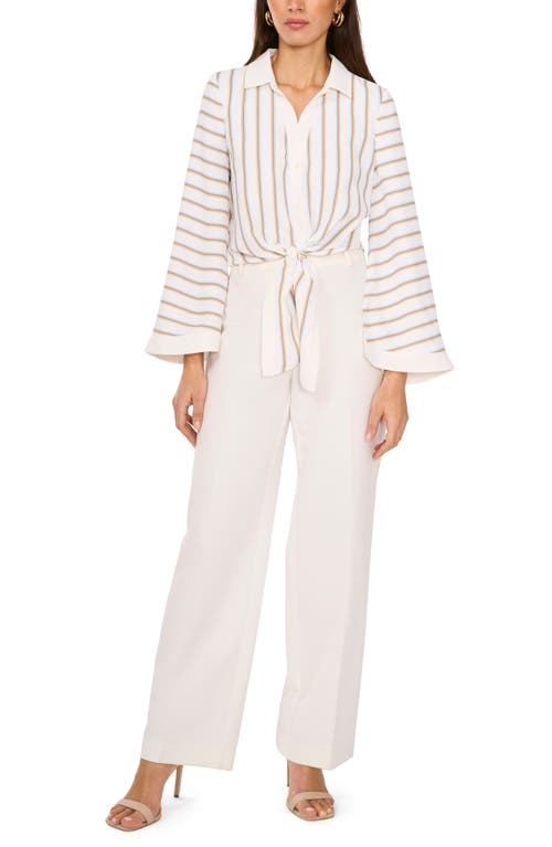 VINCE CAMUTO VINCE CAMUTO STRIPE TIE FRONT BUTTON-UP SHIRT 