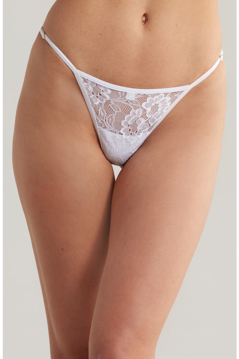 Lace Babydoll Chemise & G-String Set, Alternate, color, WHITE