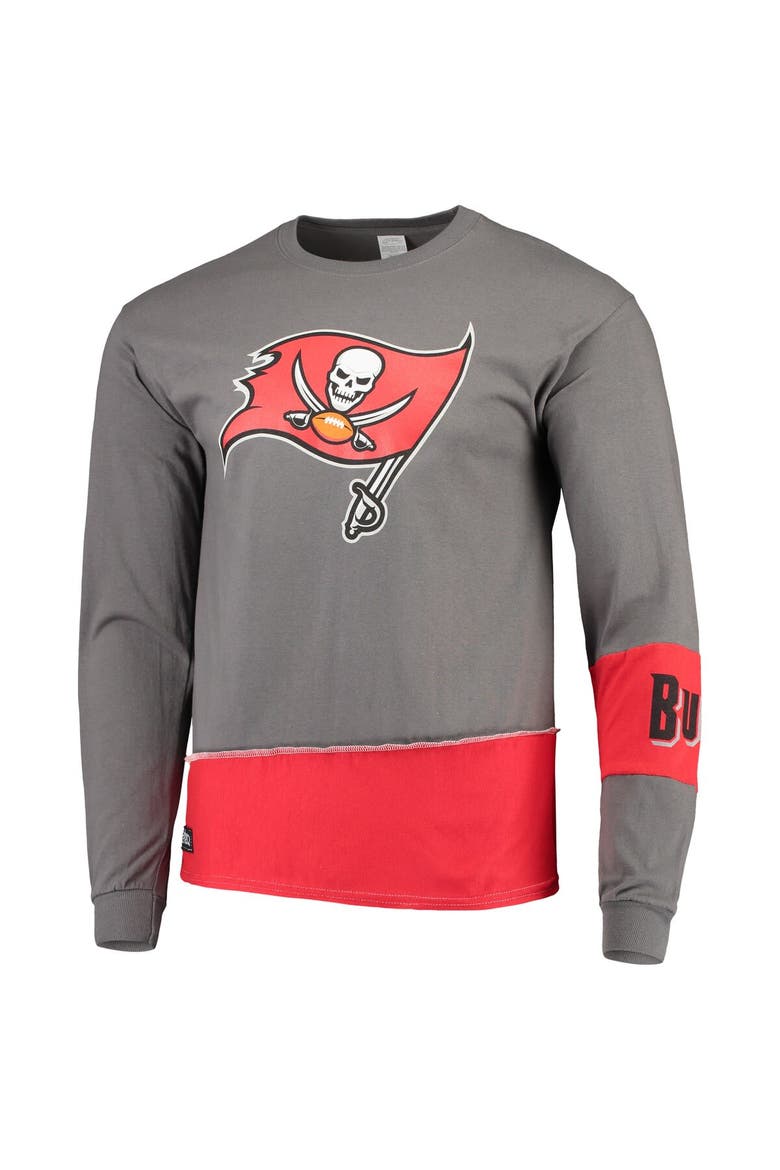 Men's Refried Apparel Pewter/Red Tampa Bay Buccaneers Sustainable Upcycled Angle Long Sleeve T-Shirt, Alternate, color, Pewter