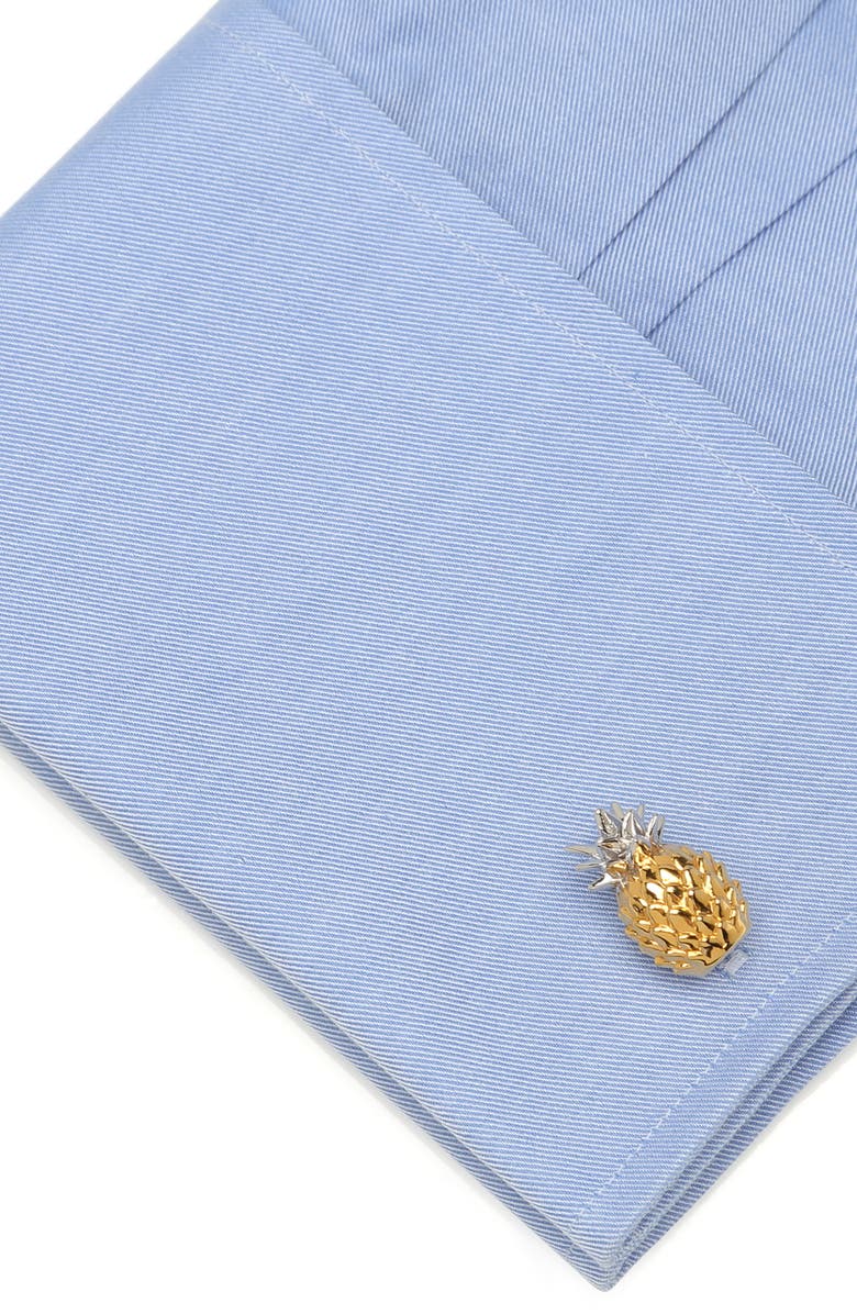 Cufflinks, Inc. 3D Pineapple Cuff Links, Alternate, color, Gold