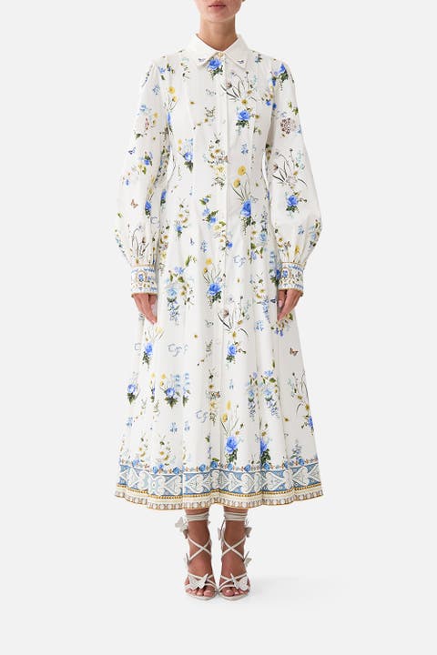 Button Front Midi Shirt Dress