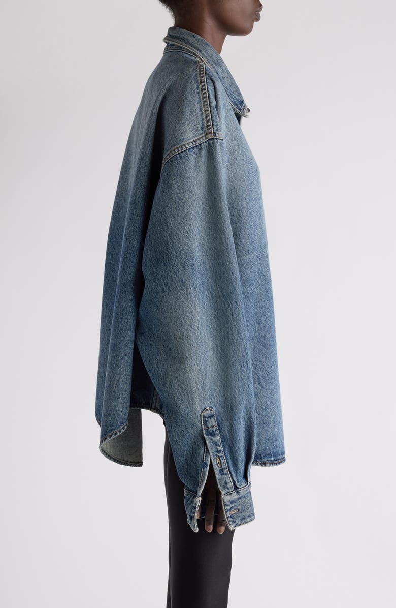 Balenciaga Cocoon Oversize Denim Button-Up Shirt, Alternate, color,
