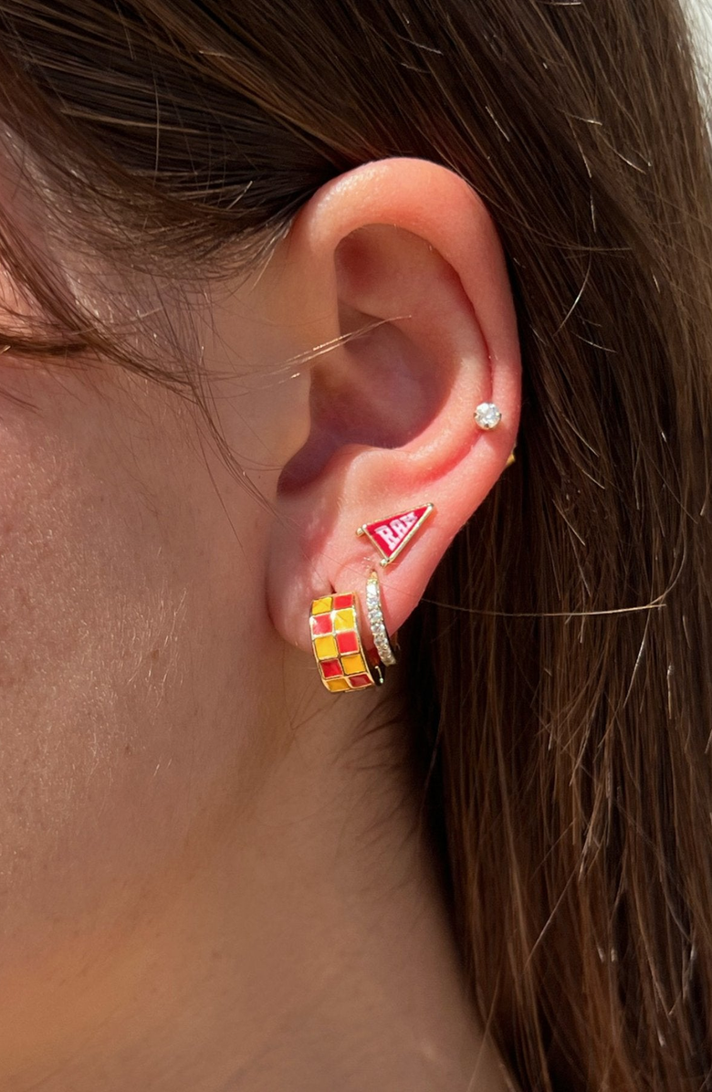 Nickel & Suede RAH Pennant Stud Earrings, Alternate, color, Gold