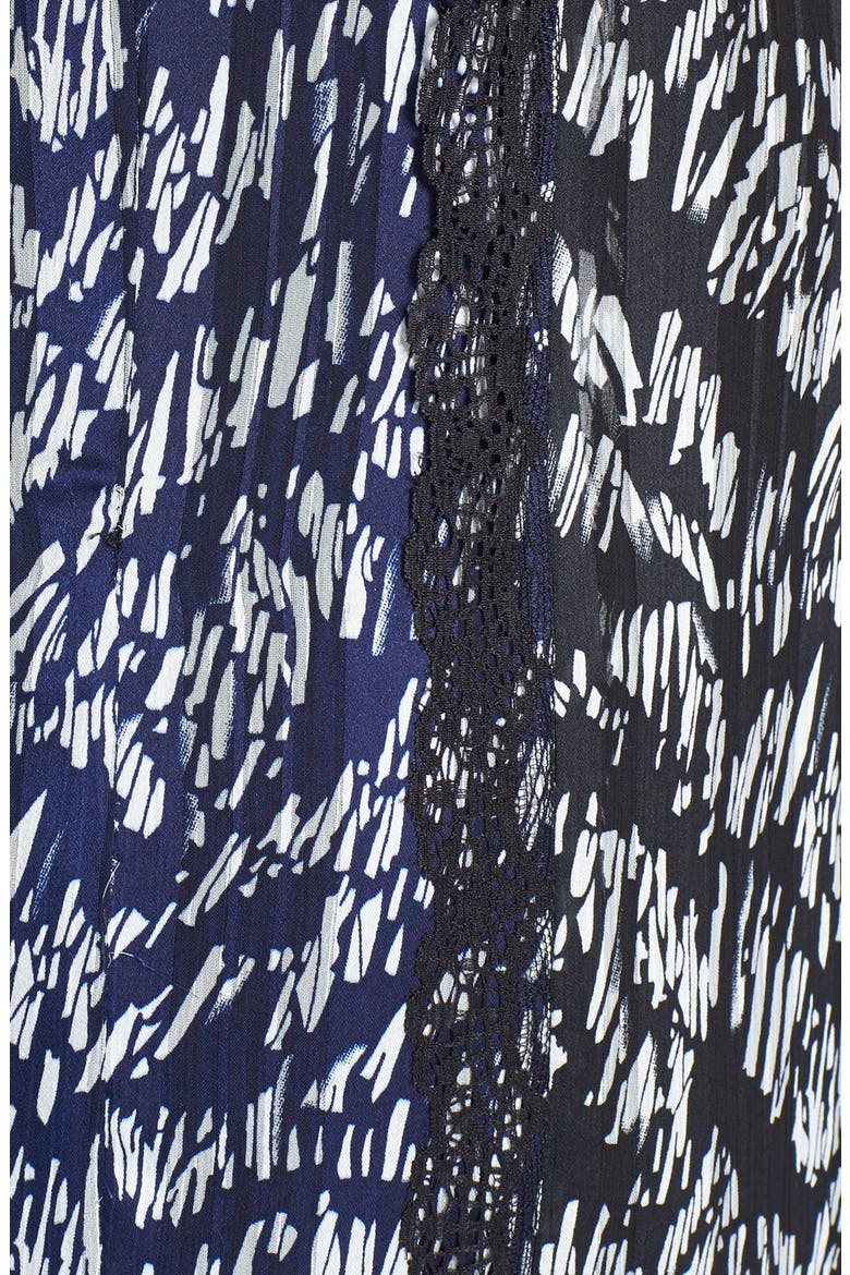 Ivy & Blu Ikat Print High/Low Chiffon Maxi Dress, Alternate, color, NAVY/ BLACK