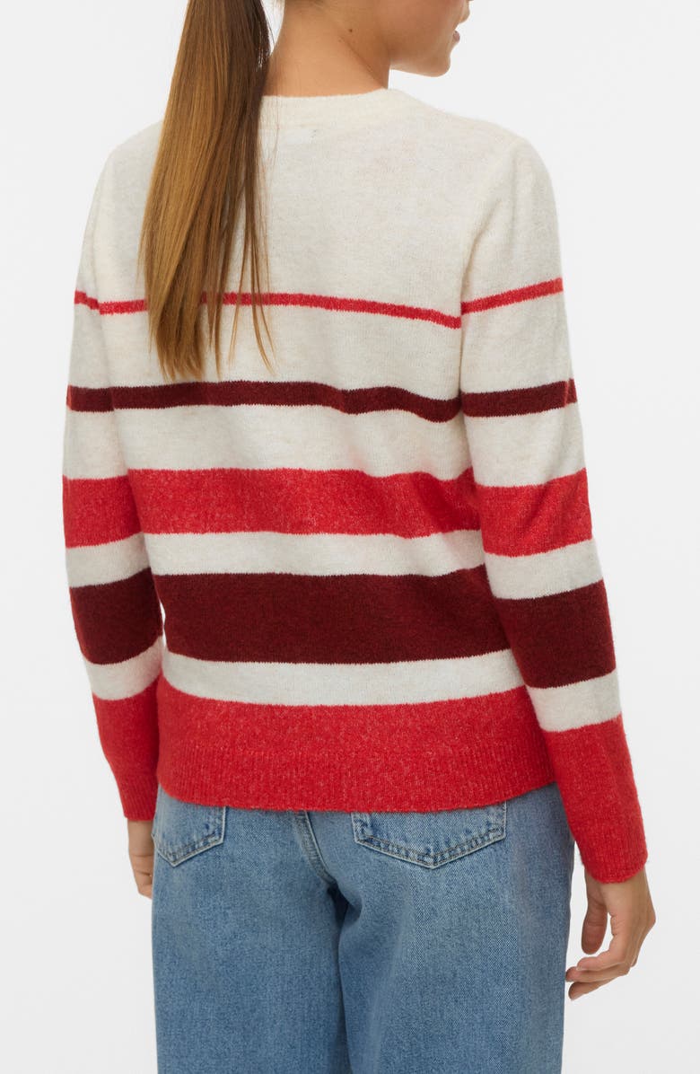 VERO MODA Plaza Colorblock Crewneck Sweater, Alternate, color, Birch Stripes W. Syrah