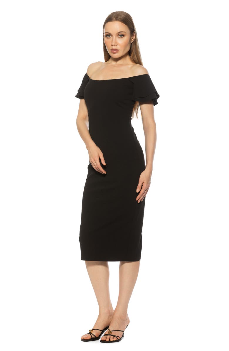 Alexia Admor Winston Off the Shoulder Body-Con Midi Dress, Alternate, color, Black