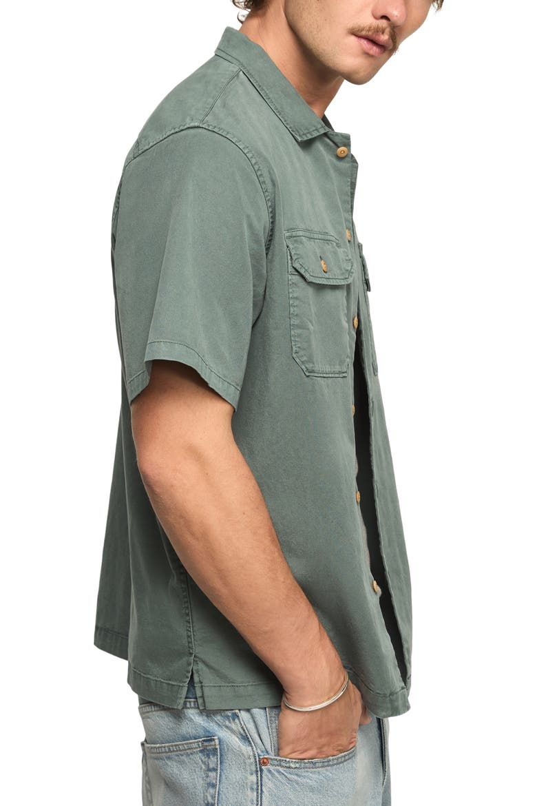 Panther Moto Short Sleeve Button-Up Shirt, Alternate, color, NORTH ATLANTIC