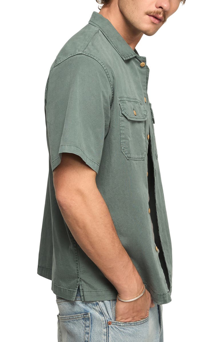 Lucky Brand Panther Moto Short Sleeve Button-Up Shirt, Alternate, color, North Atlantic