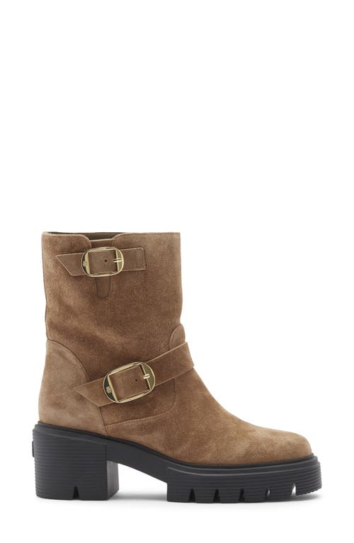 Stuart Weitzman Soho Moto Bootie In Brown