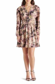 Steve Madden Fiora Smocked Waist Long Sleeve Minidress