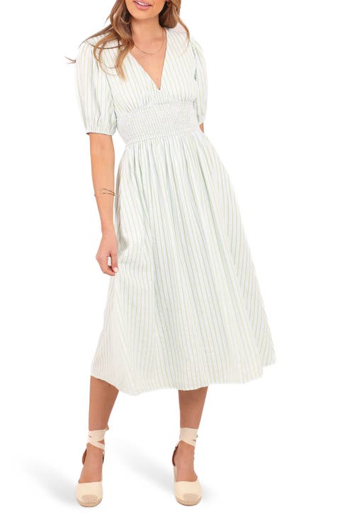 Ronnie Stripe Short Sleeve Midi Dress