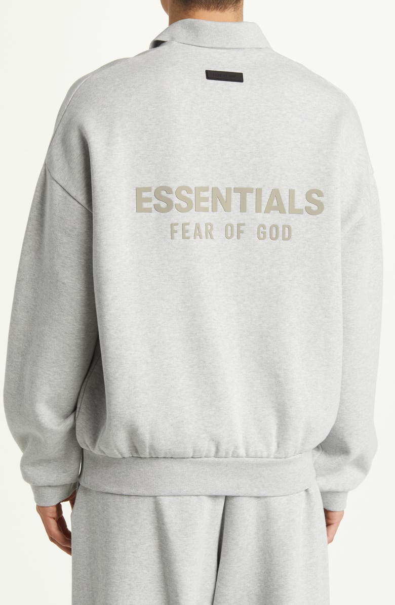 Fear of God Essentials Oversize Long Sleeve Fleece Polo Sweatshirt, Alternate, color, 