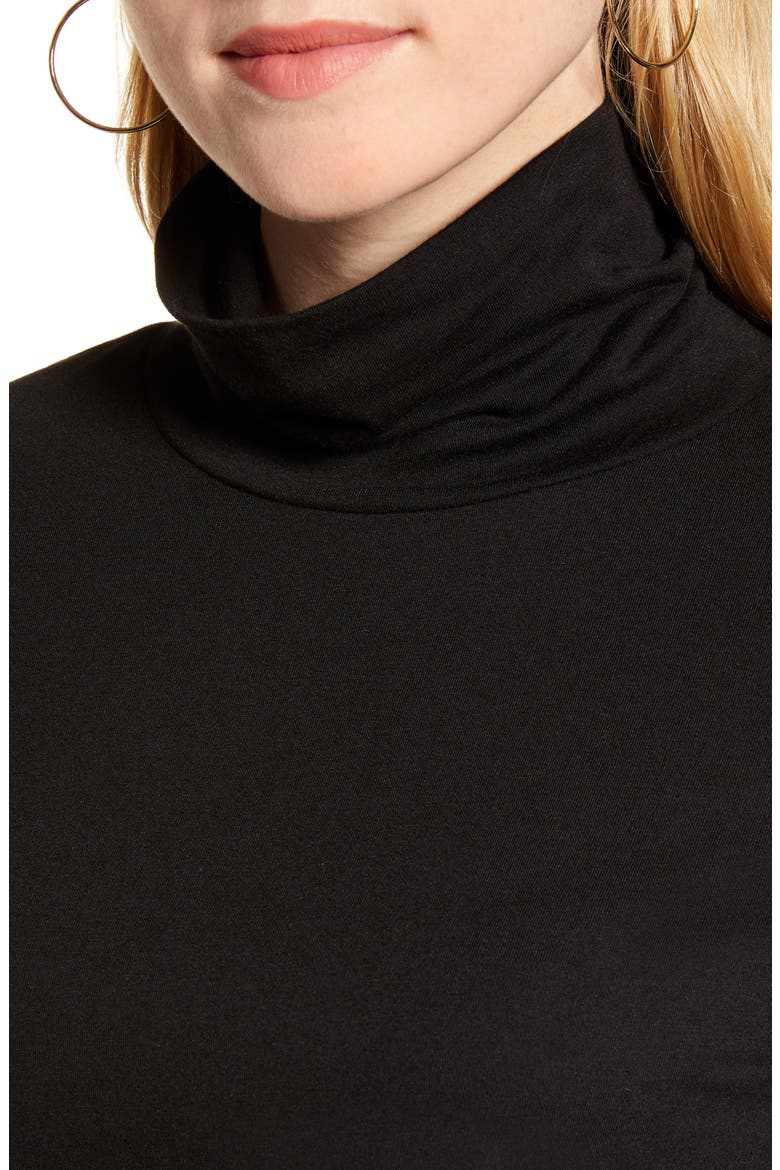 Cotton Blend Turtleneck Top, Alternate, color, BLACK