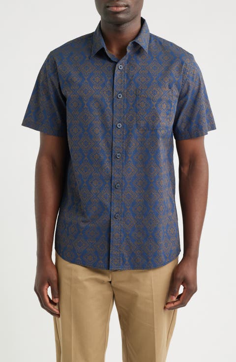 Shoreline Short Sleeve Cotton Button-Up Shirt