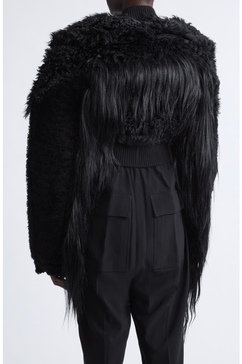 Genuine Shearling and Goat Hair Bomber Jacket, Alternate, color, BLACK