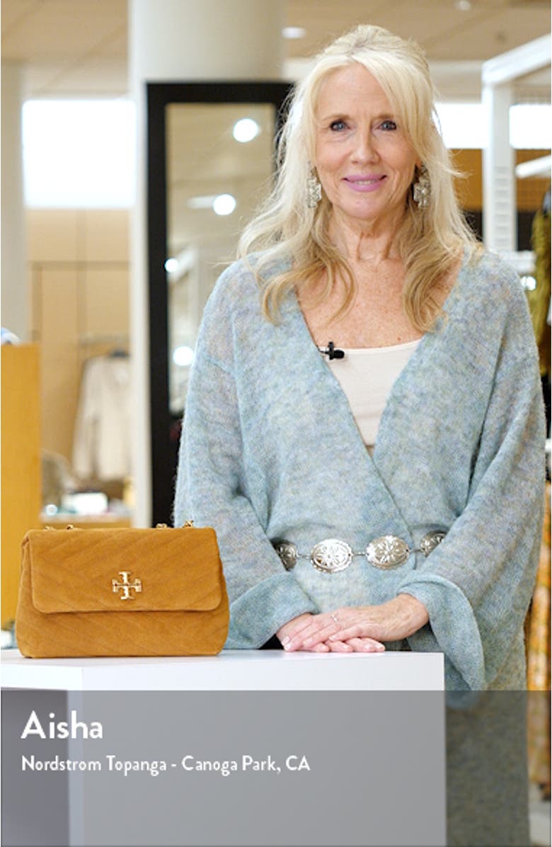 Small Kira Moto Quilted Suede Convertible Shoulder Bag, sales video thumbnail