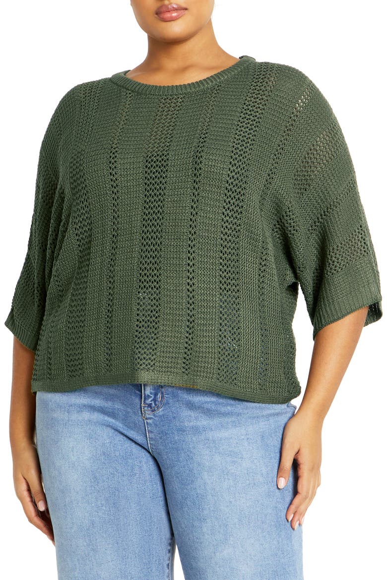 Sienna Open Stitch Sweater, Main, color, KHAKI