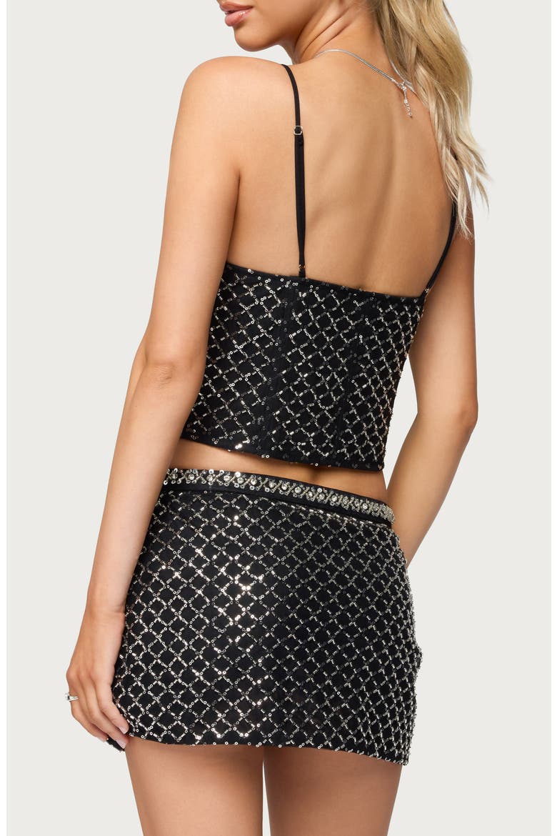 Jenny Beaded Mesh Crop Camisole, Alternate, color, BLACK