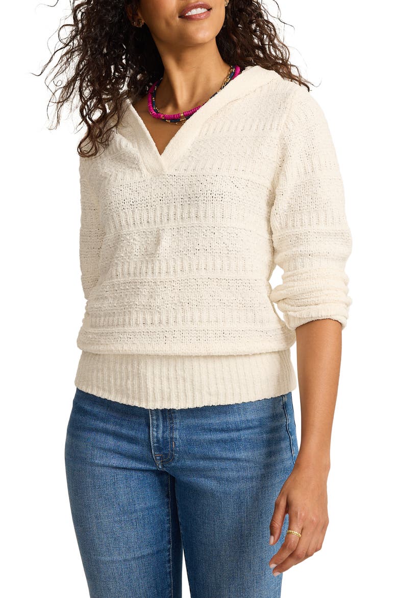 Paradise Isle Chenille Hoodie Sweater, Main, color, COCONUT